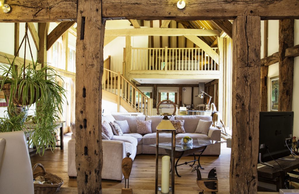 Cowshot Manor barn-living room view