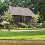 Cowshot Manor barn-outside view and gardens